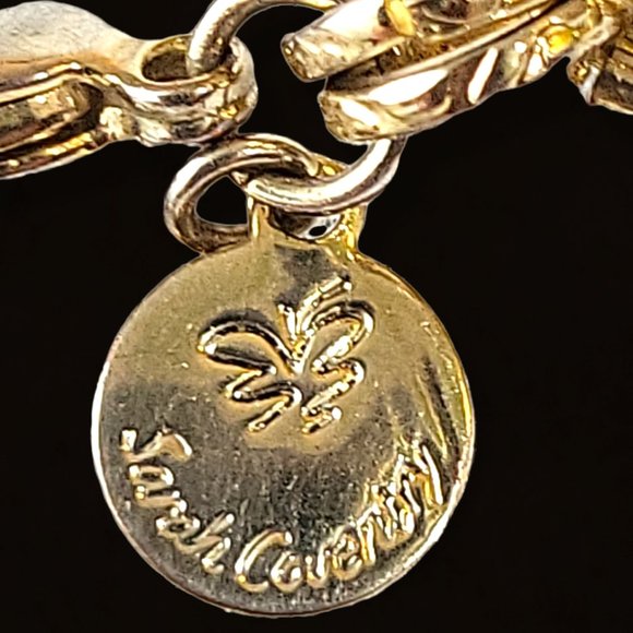 Woman's Vintage Necklace Signed Amber Glass 3 Strand Antique Gold Finish - Picture 7 of 9